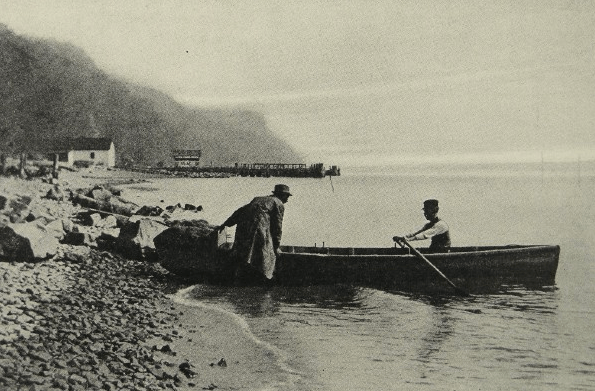 Shad fishermen starting out with their net. Photo by Clifton Johnson from his book The Picturesque Hudson, 1909.