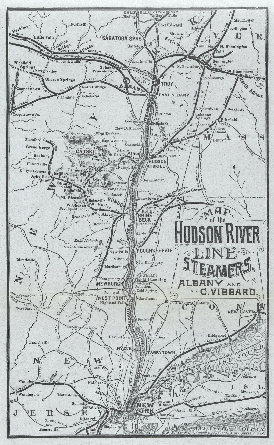 Map of Hudson River Line Steamers, Albany and C. Vibbard. Courtesy of Wellcome Library, London. Click the image to enlarge it.
