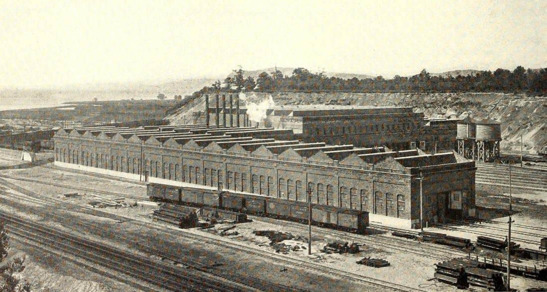 Harmon Shops looking southeast, 1914.