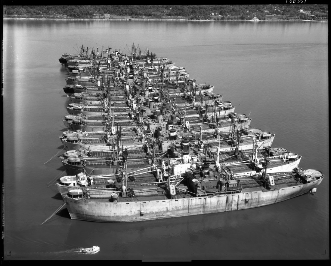 The Hudson River National Defense Fleet, June 10, 1946. Courtesy of the New York State Archives.