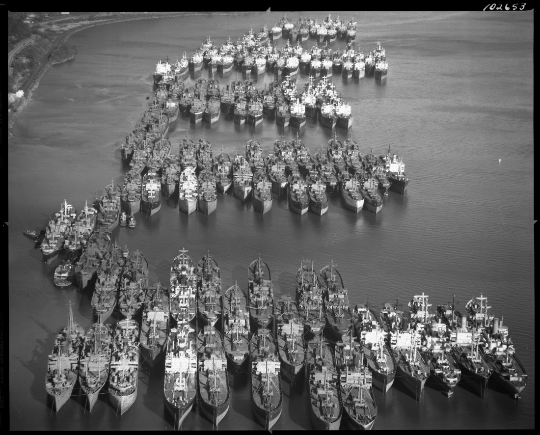 The Hudson River National Defense Fleet, December 14, 1947. Courtesy of the New York State Archives.